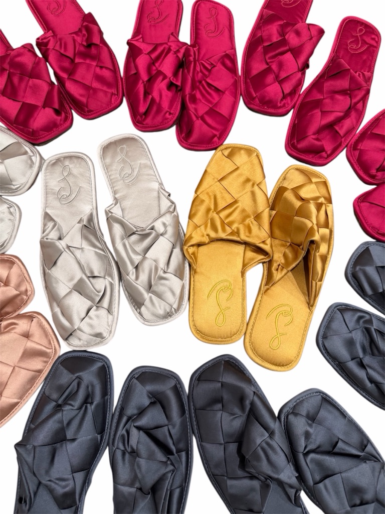 Sam Edelman Satin Slide Sandals In Fuchsia, Gold, Silver, Gray